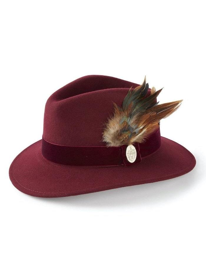 Hicks and Brown Accessories Hicks And Brown Chelsworth Fedora Maroon HBCH1MA izzi-of-baslow