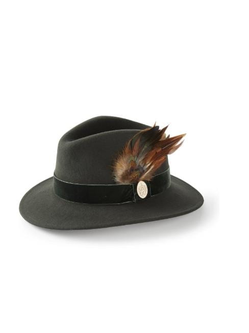 Hicks and Brown Accessories Hicks And Brown Chelsworth Fedora Olive Green HBCH1OG izzi-of-baslow