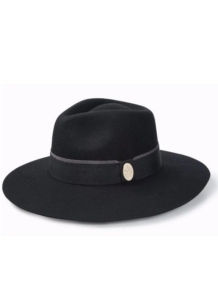 Hicks and Brown Accessories Hicks And Brown Oxley Fedora Black HBOXBL izzi-of-baslow