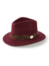 Hicks and Brown Accessories Hicks & Brown Suffolk Fedora Maroon Pheasant Feather Brown Wrap HBSW1MA izzi-of-baslow