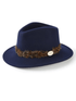 Hicks and Brown Accessories Hicks & Brown Suffolk Fedora Navy Pheasant Feather Brown Wrap HBSW1NA izzi-of-baslow