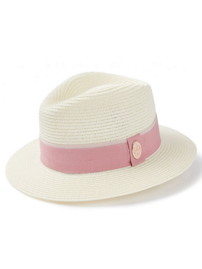 Hicks and Brown Accessories S Hicks And Brown Orford Cream Fedora Dusky Pink HBORDP izzi-of-baslow