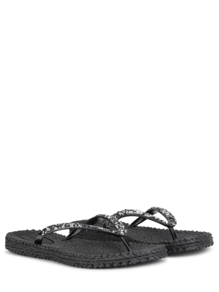 Black beaded best sale flip flops