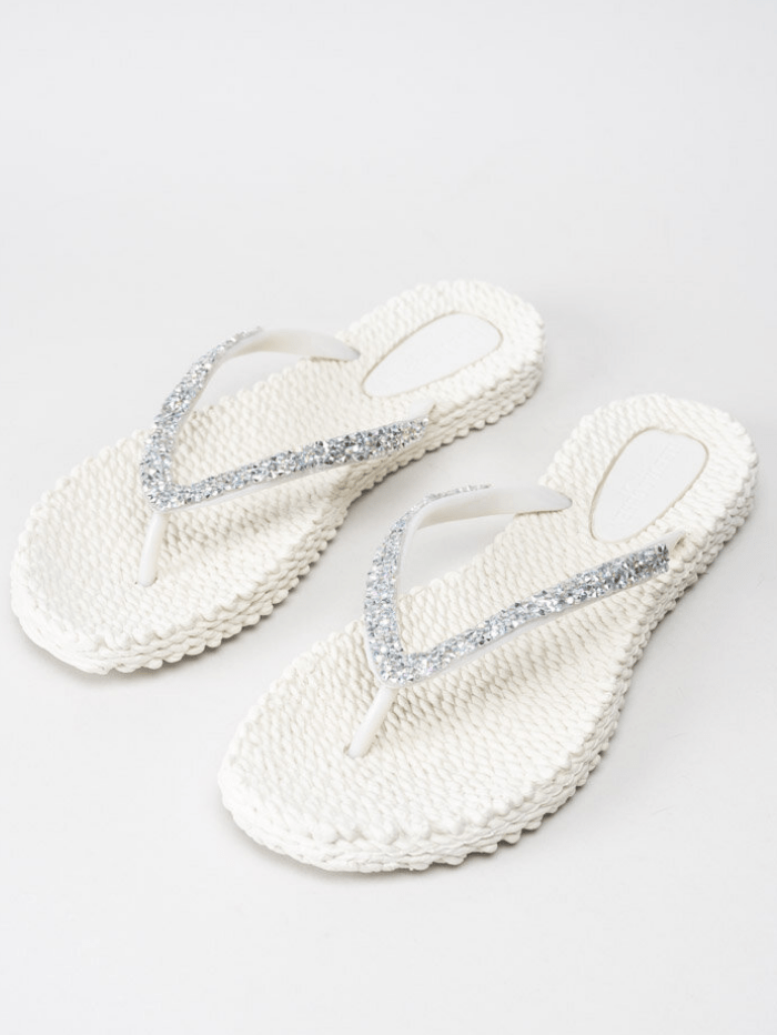 Ilse Jacobsen Shoes Ilse Jacobsen Flip Flops With Jewels Creme CHEERFUL03G 12 izzi-of-baslow