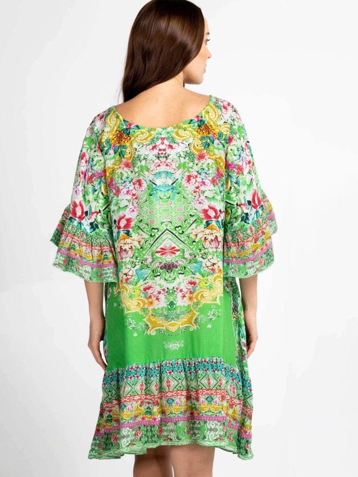 Inoa Dresses Inoa Versailles Gardenia Green Silk Gypsy BOHO DRESS With Crystals izzi-of-baslow