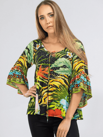 Inoa Darwin Printed Silk FISH Top with Crystals 208 main image 0