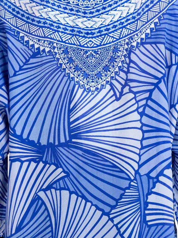 Inoa Tops Inoa Exuma Blue Silk BOHO Top With Crystals izzi-of-baslow