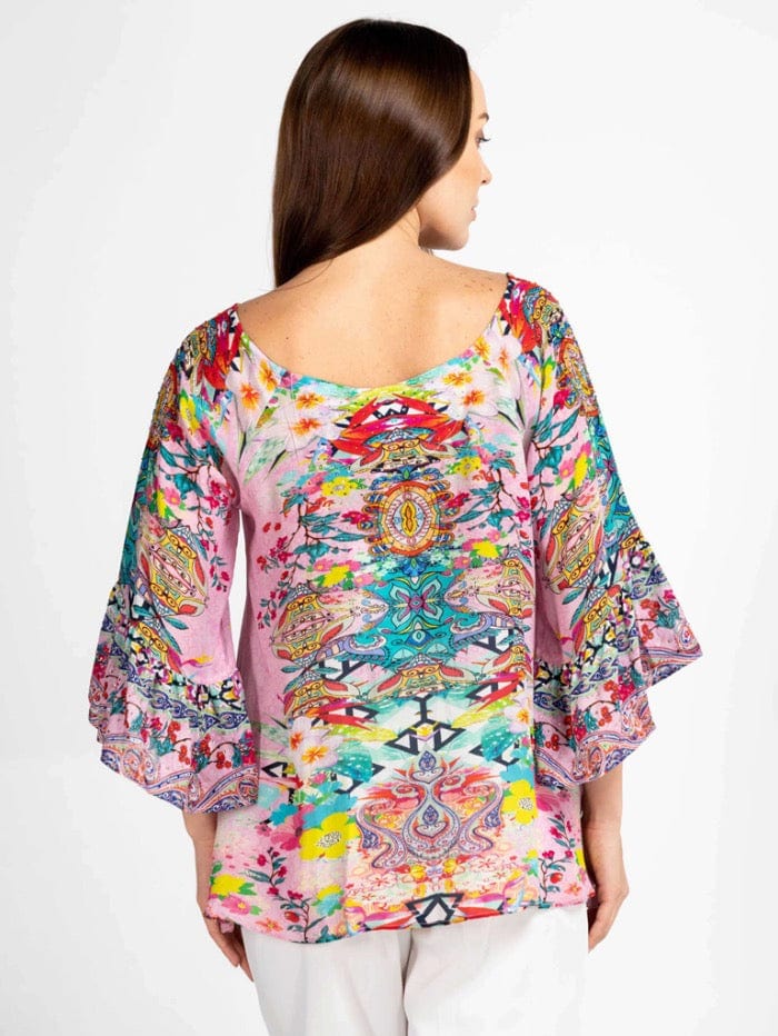Inoa Versailles Gardenia Green Silk BOHO Top With Crystals main image 0