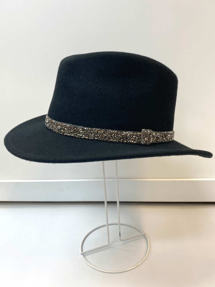 Izzi Hats Accessories Izzi Accessories Fedora Black Hat With Sparkles izzi-of-baslow