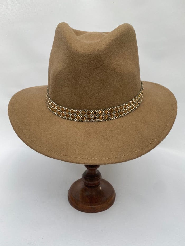 Izzi Hats Accessories Izzi Accessories Fedora Camel Hat With Camel Square Sparkles izzi-of-baslow