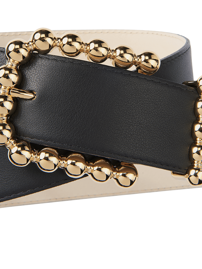 Izzi of Baslow 34 Riani Leather Belt With Gold Beads  339040-9551 izzi-of-baslow