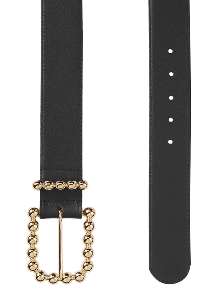 Riani Black Leather Belt With Gold Beads 339040-9551 izzi-of-below 