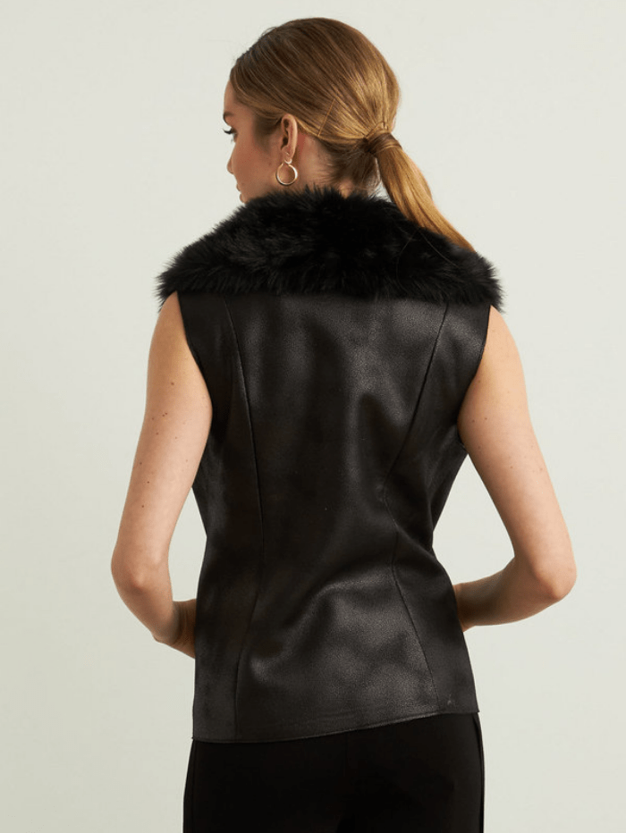 Joseph Ribkoff Coats and Jackets Joseph Ribkoff Black Faux Fur Gilet 213996 11 izzi-of-baslow