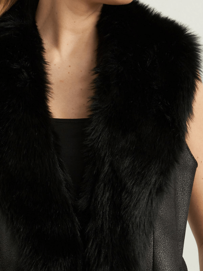 Joseph Ribkoff Coats and Jackets Joseph Ribkoff Black Faux Fur Gilet 213996 11 izzi-of-baslow