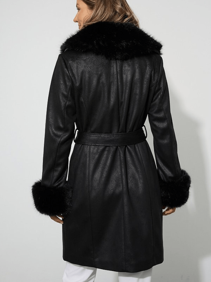 Joseph Ribkoff Coats and Jackets Joseph Ribkoff Black Faux Fur Trim Coat 223918 11 izzi-of-baslow