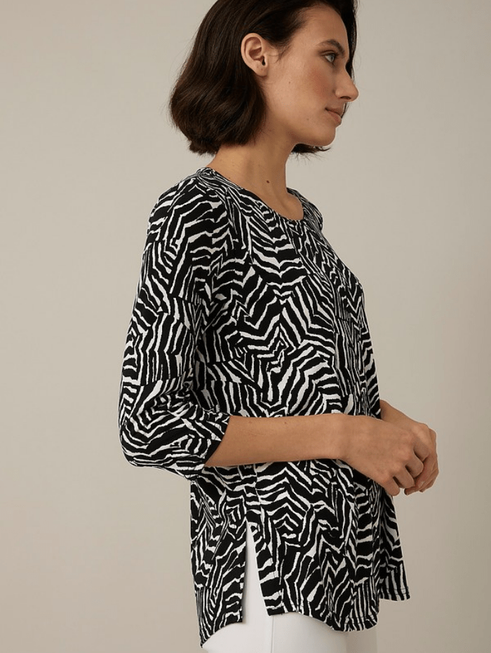 Joseph Ribkoff Coats and Jackets Joseph Ribkoff Blacl &amp; White Abstract Print Top 221312 110 izzi-of-baslow