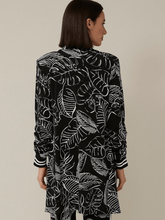 Joseph Ribkoff Coats and Jackets Joseph Ribkoff Palm Print Long Black & Vanilla Blazer 221167 110 izzi-of-baslow