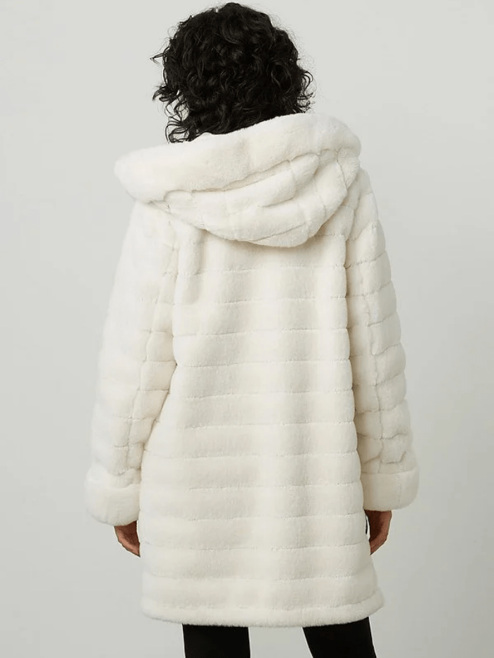 Joseph Ribkoff Coats and Jackets Joseph Ribkoff Reversible Faux Fur Hooded Coat Vanilla 214913 1761 izzi-of-baslow