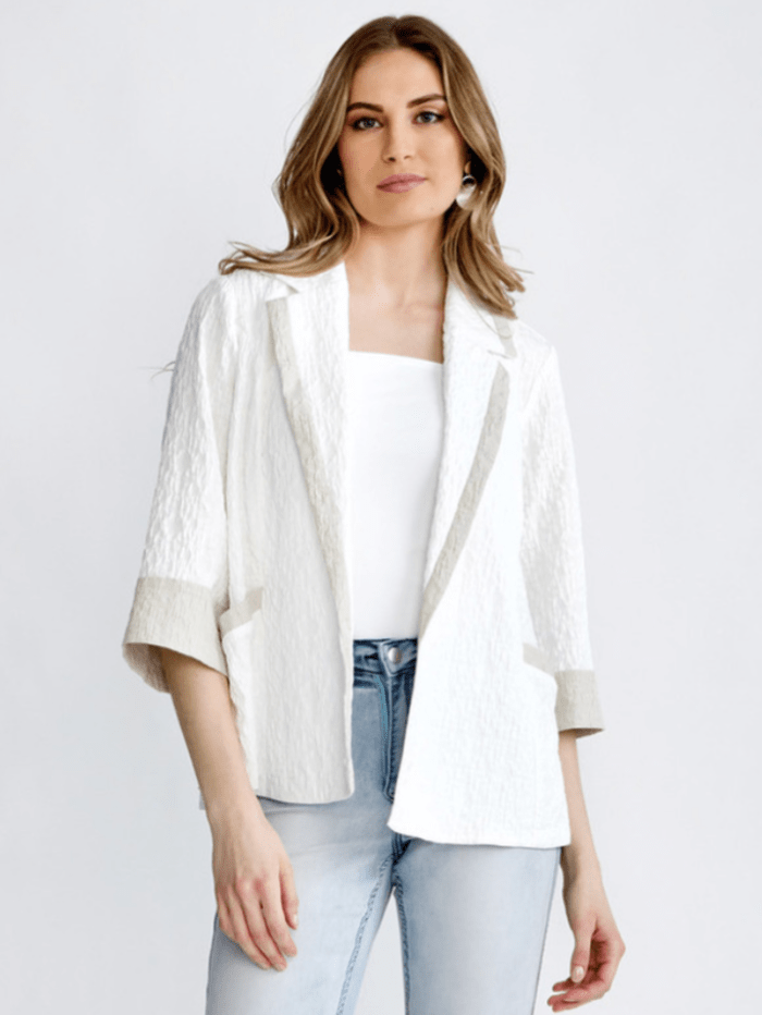 Joseph Ribkoff Coats and Jackets Joseph Ribkoff White Soft Textured Jacket 232221 4080 izzi-of-baslow