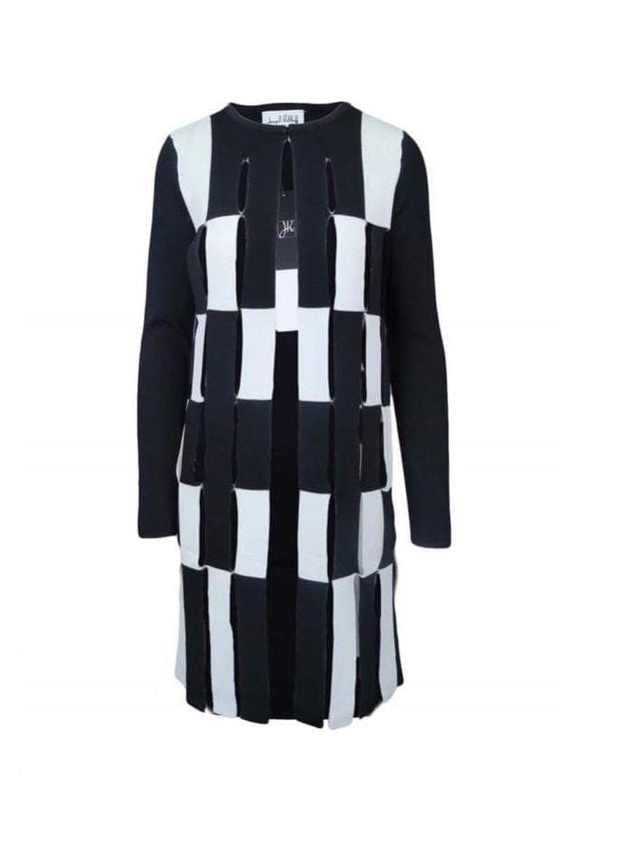 Joseph Ribkoff Coats &amp; Jackets Joseph Ribkoff Black and White Knitted Jacket 203084 izzi-of-baslow