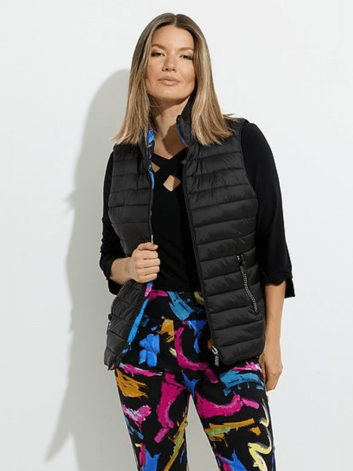 Joseph Ribkoff Coats &amp; Jackets Joseph Ribkoff Black Paint Splash Reversible Gilet 224911 178 izzi-of-baslow