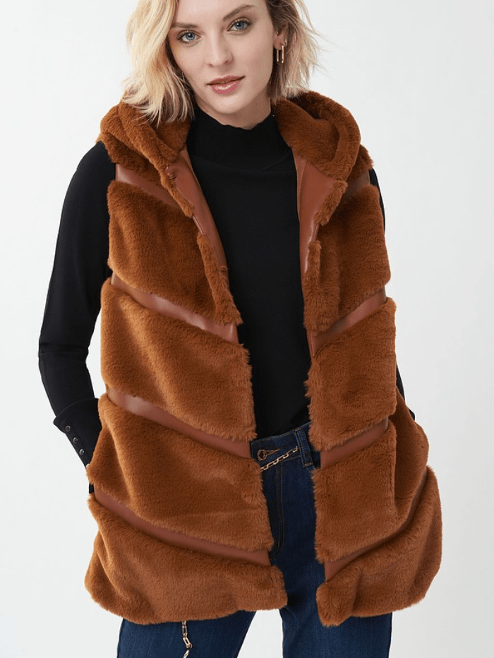 Joseph Ribkoff Coats & Jackets Joseph Ribkoff Ginger Spice Faux Fur Gilet 223910 3901 izzi-of-baslow
