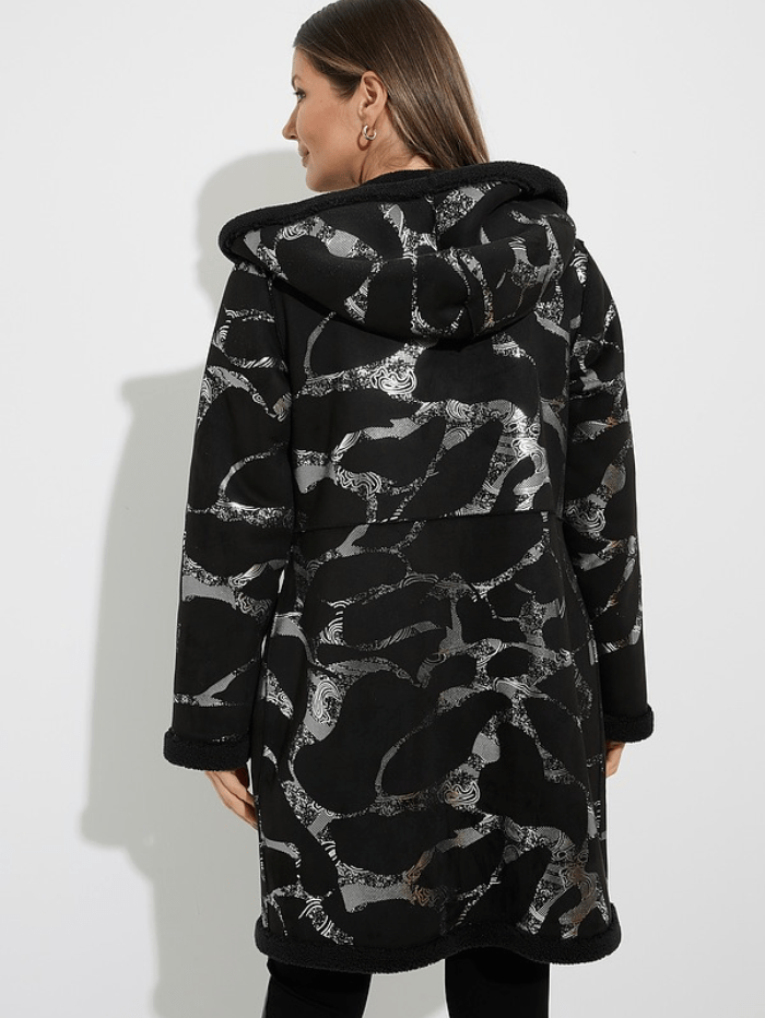 Joseph Ribkoff Dress Joseph Ribkoff Black Silver Patterned Hooded Jacket 224910 196 izzi-of-baslow