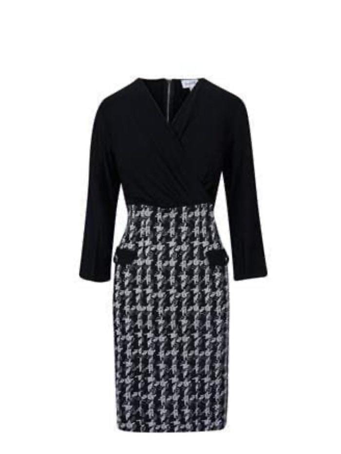 Joseph Ribkoff Dress Joseph Ribkoff Black With Check Dress 203243 izzi-of-baslow