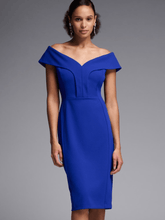 Joseph Ribkoff Off The Shoulder Suba Crepe Sheath Dress Royal Sapphire 231756 izzi-of-baslow