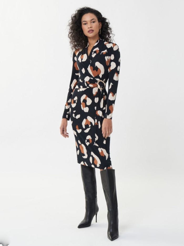 Joseph Ribkoff Dresses Joseph Ribkoff Black Brown and Vanilla Printed Dress 223036 178 izzi-of-baslow