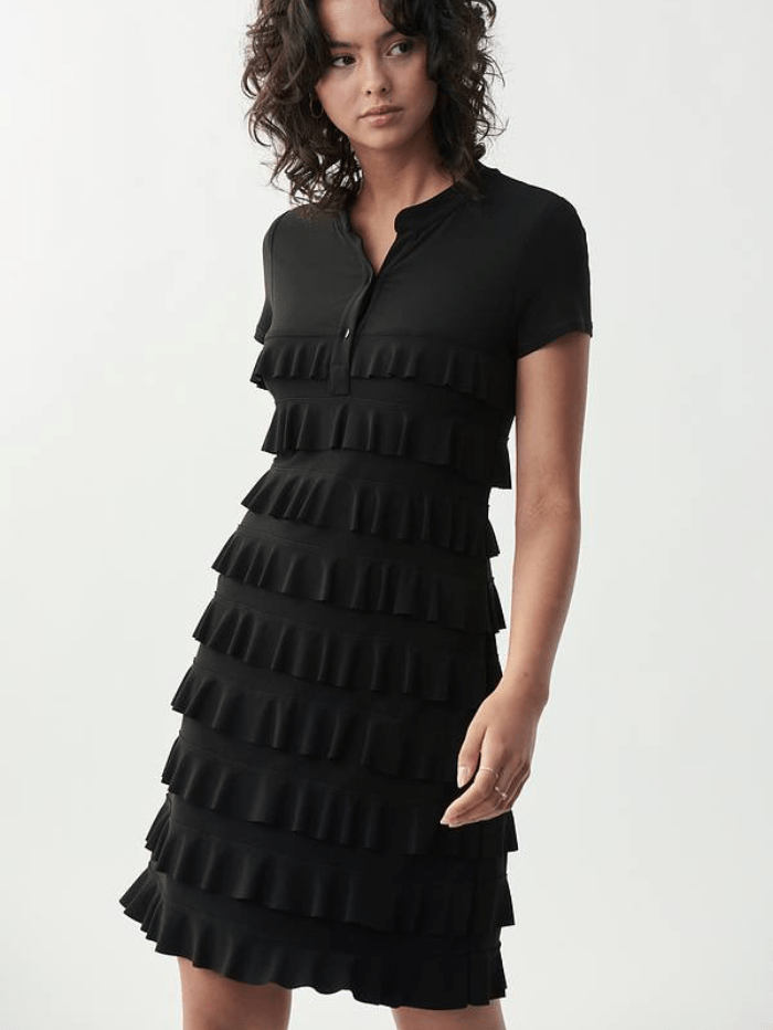 Joseph Ribkoff Ruffle Dress Joseph Ribkoff T Black Ruffle Tiered Dress 211350 11 – Izzi of Baslow