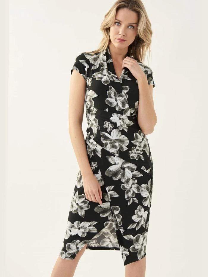 Joseph Ribkoff Dresses Joseph Ribkoff Black White Floral Wrap Dress 221028 izzi-of-baslow