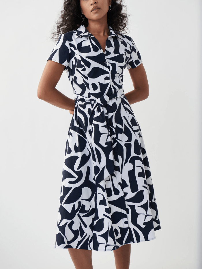 Joseph Ribkoff Dresses Joseph Ribkoff Black &amp; White Printed Collar Dress 222105 2366 izzi-of-baslow