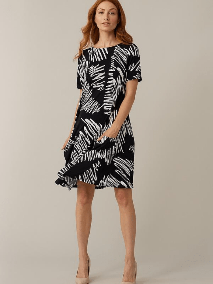 Joseph Ribkoff Dresses Joseph Ribkoff Black & White Printed T-Shirt Dress 221235 2229 izzi-of-baslow