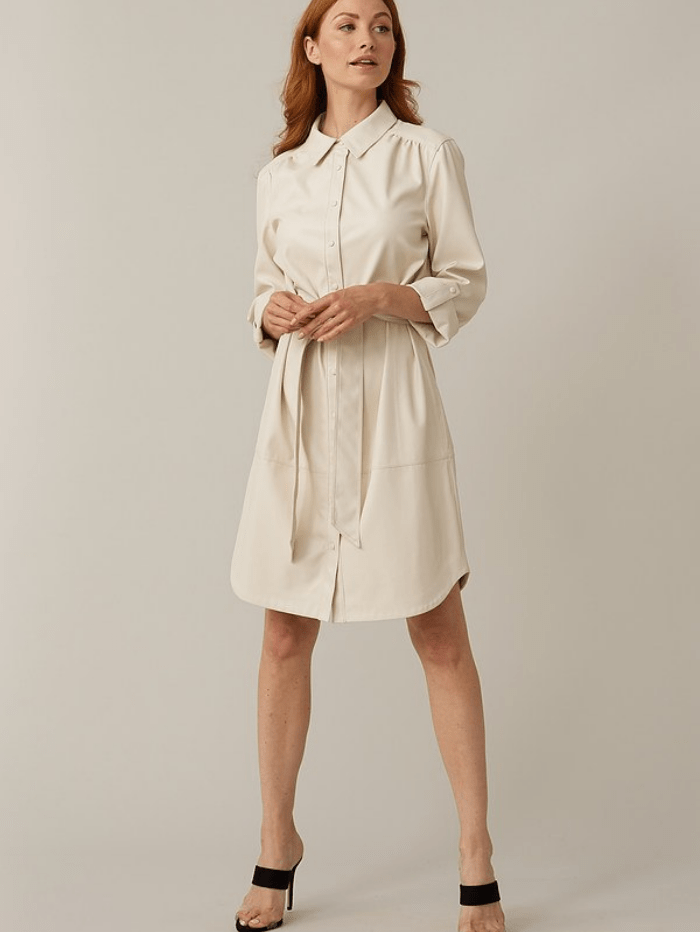 Joseph Ribkoff T Cream Faux Leather Dress 221935 65 Izzi of Baslow Joseph Ribkoff T Cream Faux Leather Dress 221935 65 Izzi of Baslow
