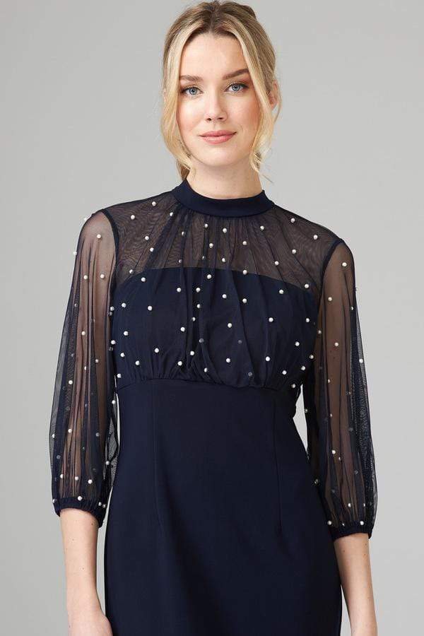 Joseph Ribkoff Navy Dress with Pearl Detail 201291 2166 Izzi of Baslow Joseph Ribkoff Navy Dress with Pearl Detail 201291 2166 Izzi of Baslow