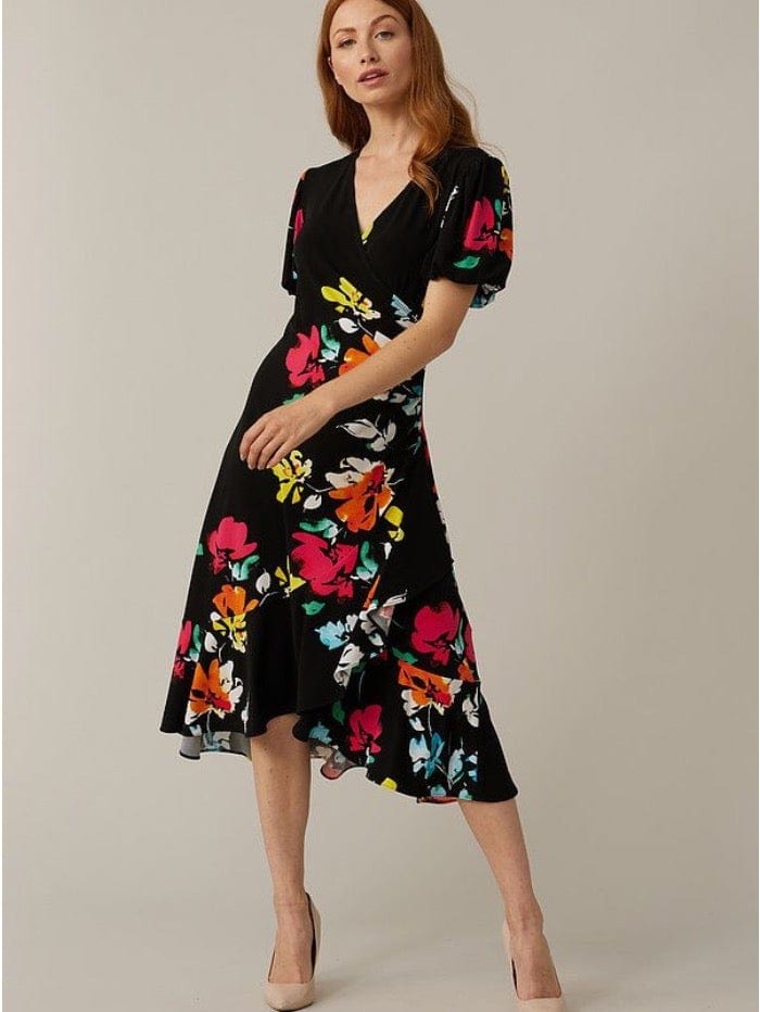 Joseph Ribkoff Dresses Joseph Ribkoff S Black Multi Floral Printed Dress 221068 178 NP izzi-of-baslow