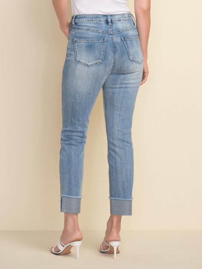 Joseph Ribkoff Jeans Joseph Ribkoff Blue Denim Diamante Hem Jeans 212915 izzi-of-baslow