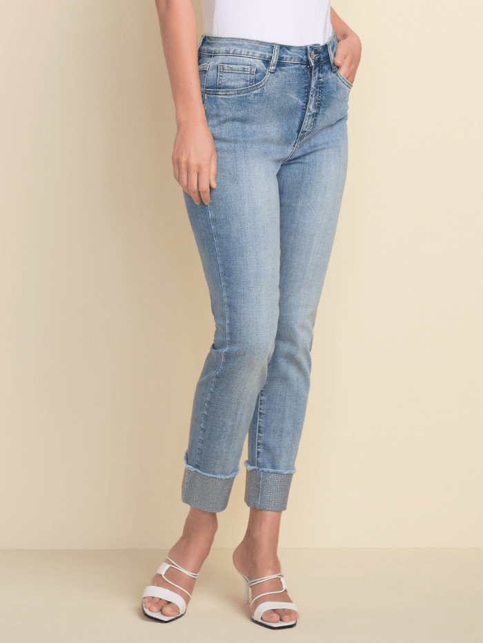 Joseph Ribkoff Jeans Joseph Ribkoff Blue Denim Diamante Hem Jeans 212915 izzi-of-baslow