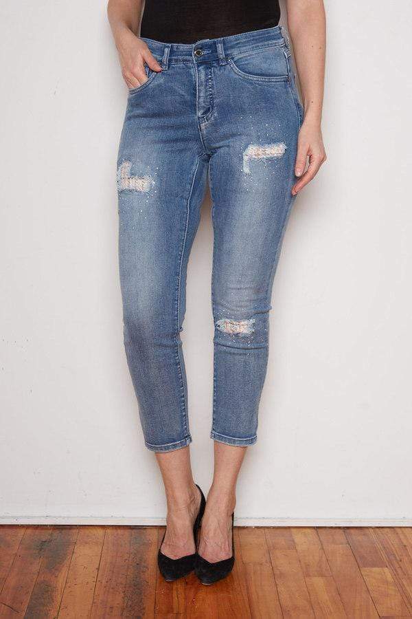 Joseph Ribkoff Jeans Joseph Ribkoff Cropped Jeans With Patches and Diamante 201993 593 izzi-of-baslow