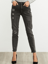 Joseph Ribkoff Jeans Joseph Ribkoff Straight Leg Distressed Grey Jeans 203072M 3075 izzi-of-baslow