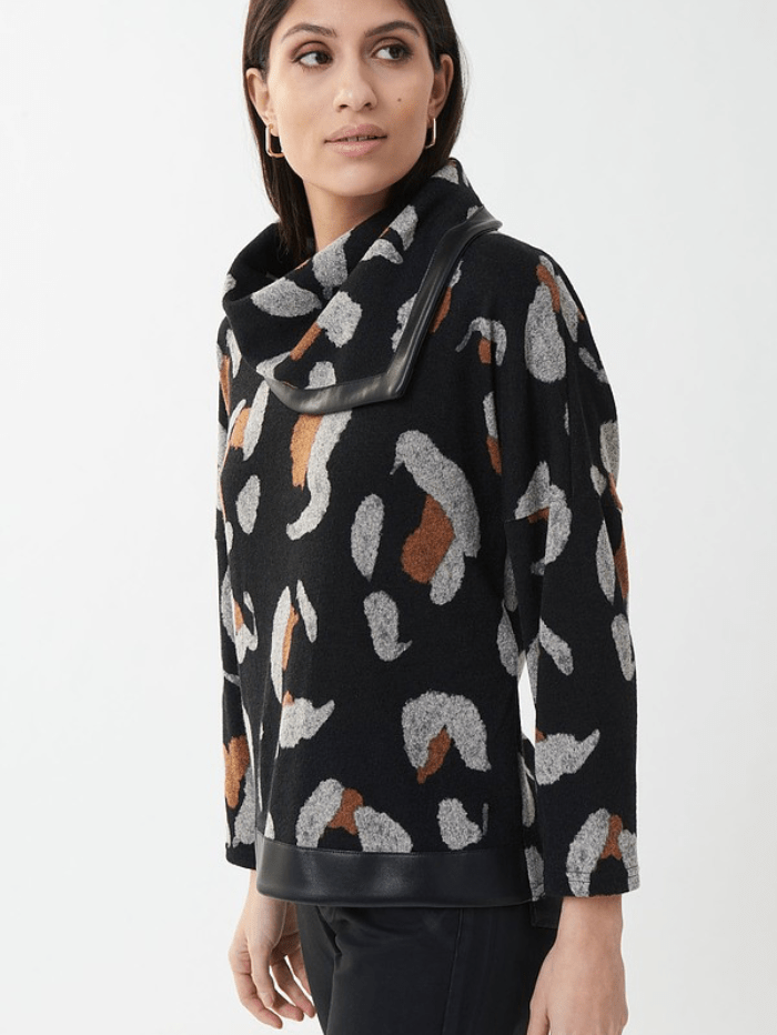 Joseph Ribkoff Knitwear Joseph Ribkoff Animal Print Roll Neck Jumper 223188 178 izzi-of-baslow