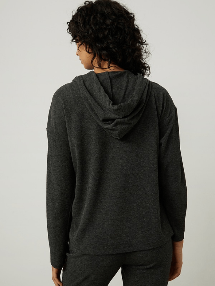 Joseph Ribkoff Knitwear Joseph Ribkoff Charcoal Grey Hooded Sweatshirt 214100 257 izzi-of-baslow