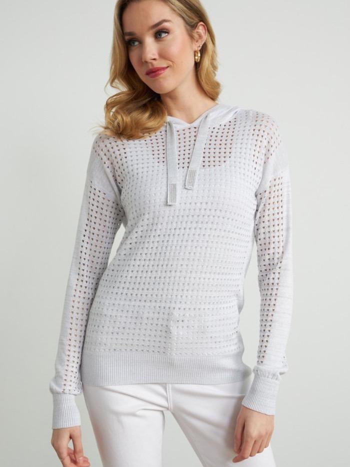 Joseph Ribkoff Knitwear Joseph Ribkoff Perforated Silver Grey Jumper 212906N 3757 izzi-of-baslow