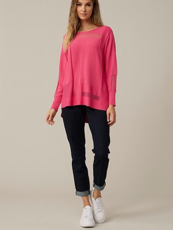 Joseph Ribkoff Knitwear Joseph Ribkoff Pink Sorbet Cut - Out Knitted Top 221909 3847 izzi-of-baslow