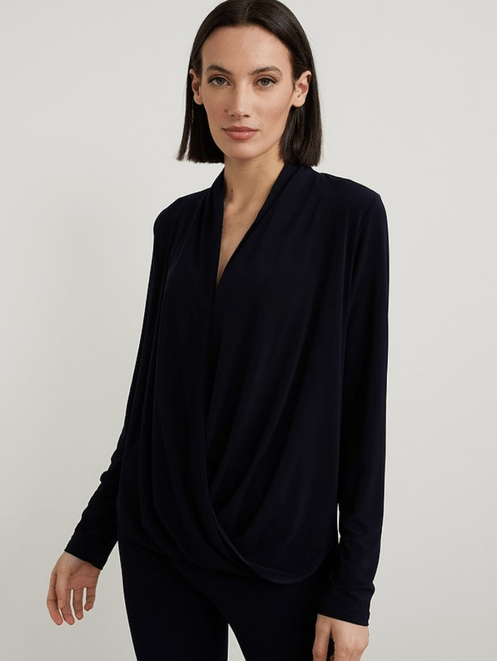 Joseph Ribkoff Tops 8 Joseph Ribkoff Navy Draped Front Top 213341 2166 izzi-of-baslow