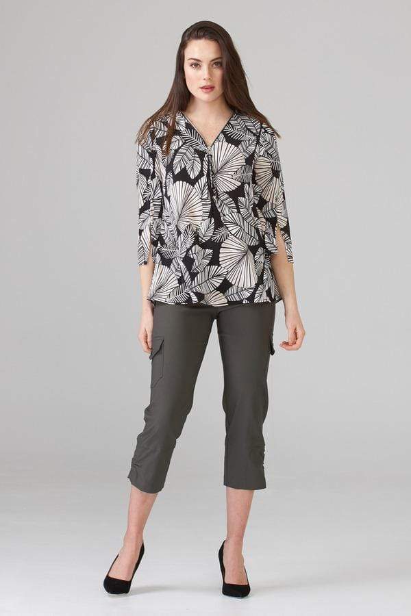 Joseph Ribkoff Tops Joseph Ribkoff Black and Beige Floral Printed 202433 Top izzi-of-baslow