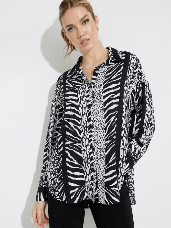 Joseph Ribkoff Tops Joseph Ribkoff Black and Vanilla Printed Blouse 231096 110 izzi-of-baslow