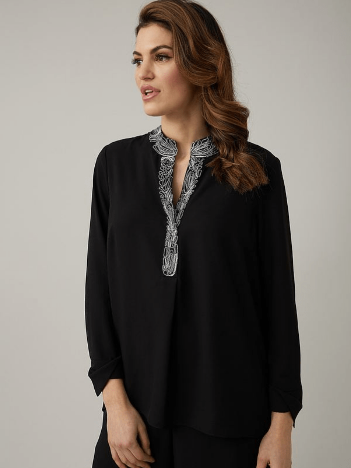 Joseph Ribkoff Tops Joseph Ribkoff Black Embroidered Detail Blouse 221119 11 izzi-of-baslow