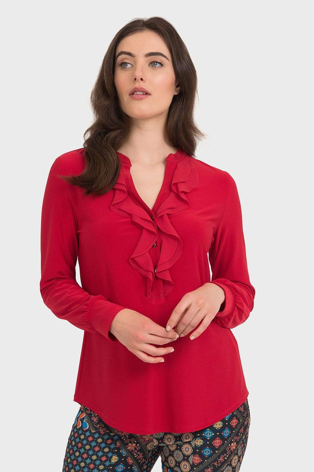 Joseph Ribkoff Tops Joseph Ribkoff Lipstick Red Frill Top 194118 izzi-of-baslow